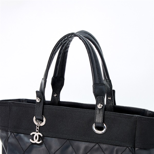 CHANEL パリビアリッツ MM トートバッグ ブラック シルバー