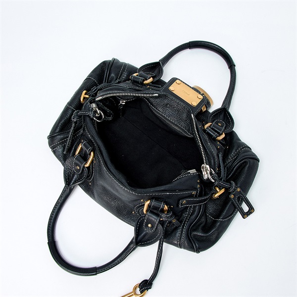 Chloe パディントン ミディアム ハンドバッグ ブラック ゴールド