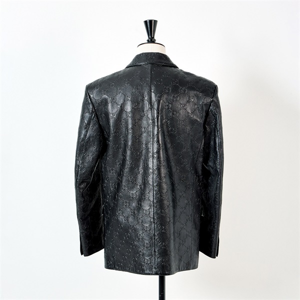 GUCCI GGモノグラム レザージャケット 46 ブラック レザー | MixTHINKS