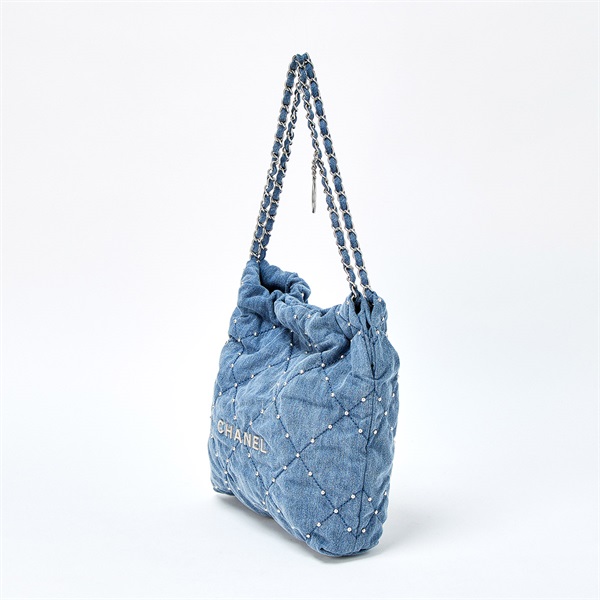 CHANEL シャネル22 2021年 ショルダーバッグ ブルー マットシルバー