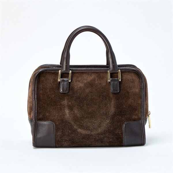 LOEWE アマソナ 28 ハンドバッグ ブラウン ゴールド スエード