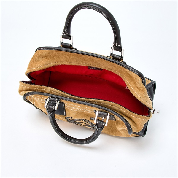 LOEWE アマソナ ハンドバッグ ベージュ ブラウン シルバー スエード