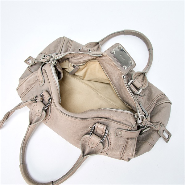 Chloe パディントン ミディアム ハンドバッグ グレー シルバー レザー