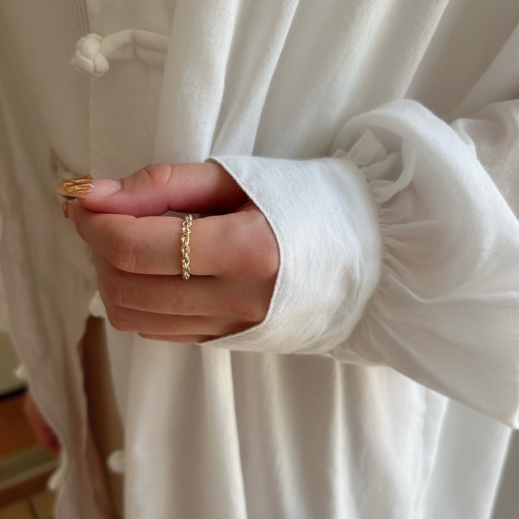 K18ロープチェーンリング