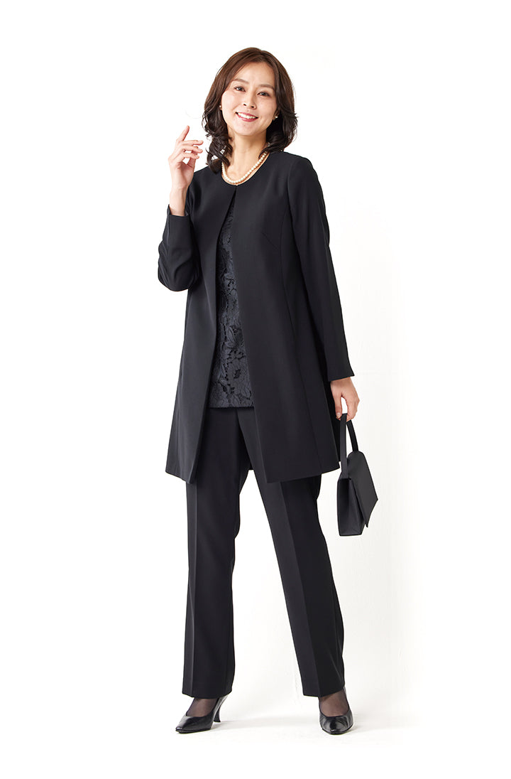 ブラックフォーマル パンツスーツ2点セット ジャケット net-019