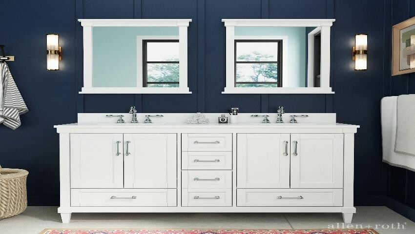 allen + roth Reynolds 60-in White Undermount Double Sink Bathroom