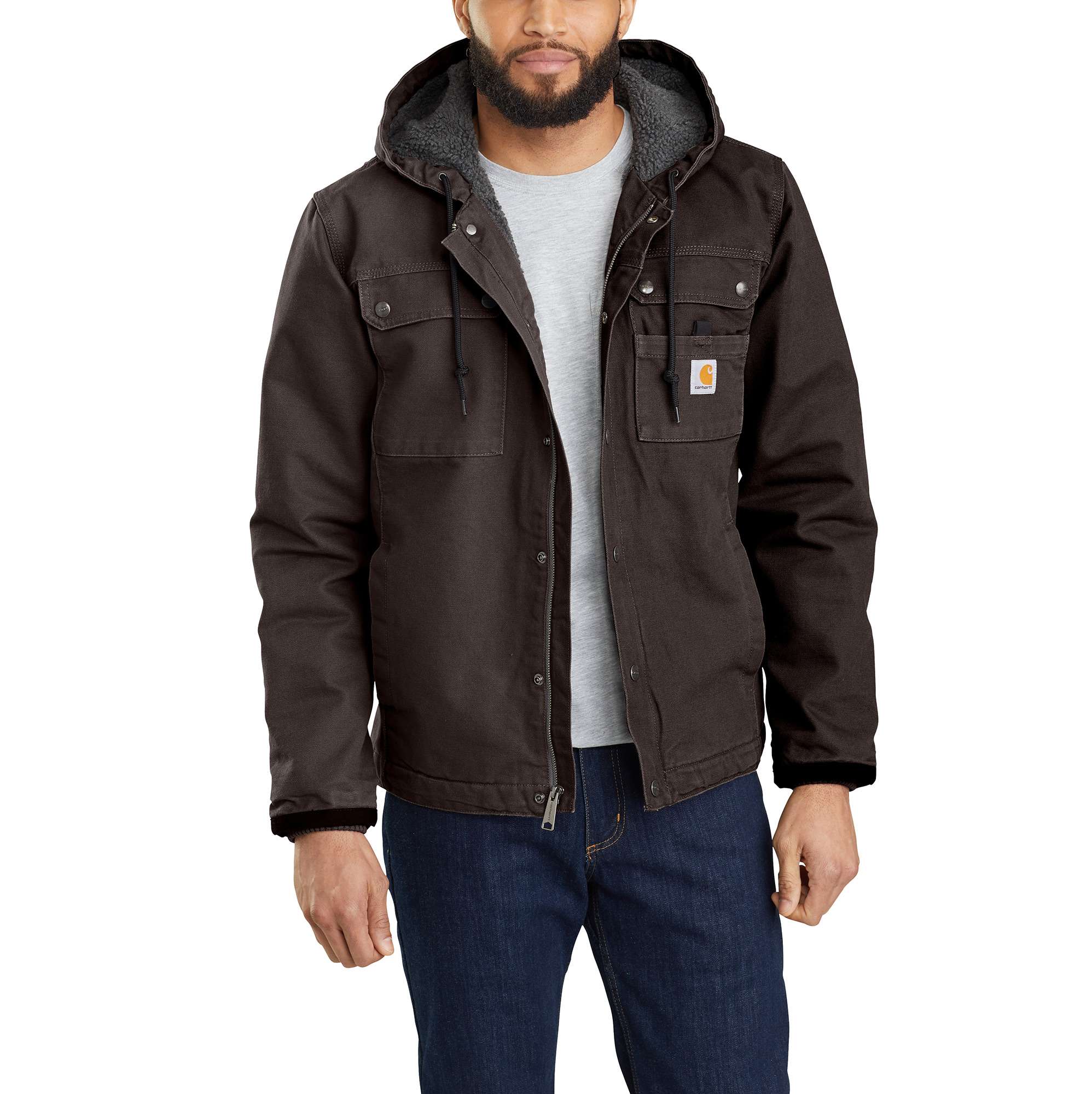 Carhartt Men's Dark Brown Medium Weight Woven Hooded Insulated