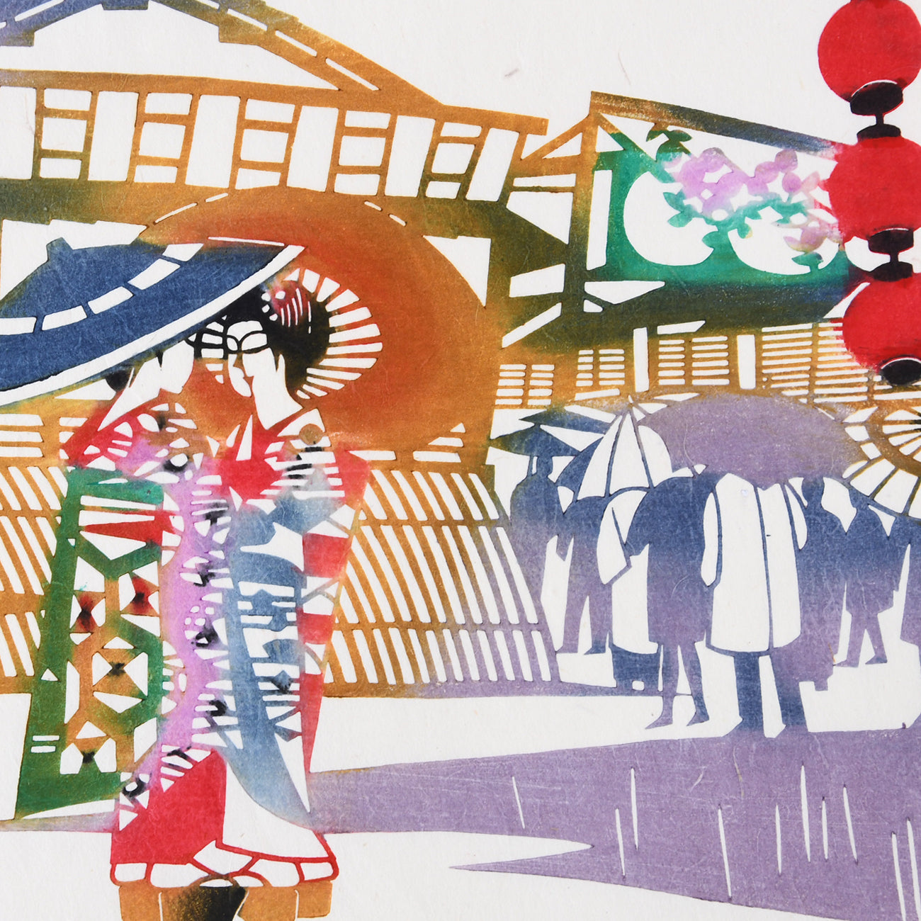 木版画 稲垣稔次郎 春雨 額装入 / no.2673 | 京都の伝統工芸品の通販