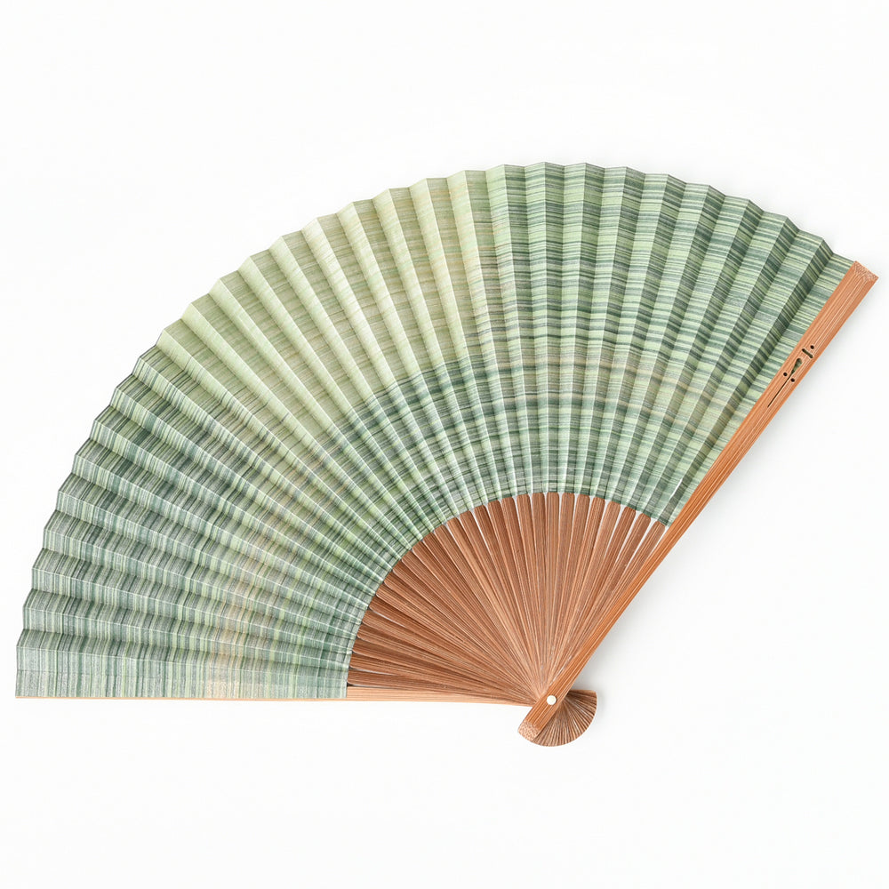 扇子 7寸5分 夏扇 洛風扇 総シケ霞 緑 / no.2725 | 京都の伝統工芸品