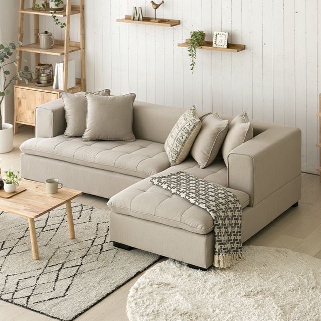 完売[幅216cm] 3人掛けカウチソファ ロータイプ｜モダンデコ公式