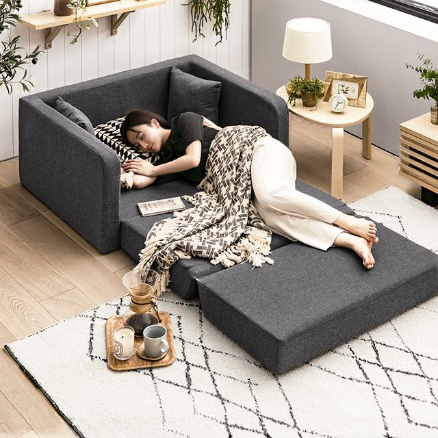 幅103cm・コンパクトにくつろげる] 2WAY マルチソファーベッド ロー