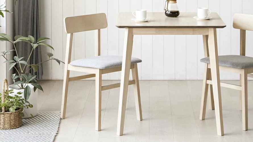 40%OFF対象！ 天然ラバーウッド製 ダイニングチェア2脚セット