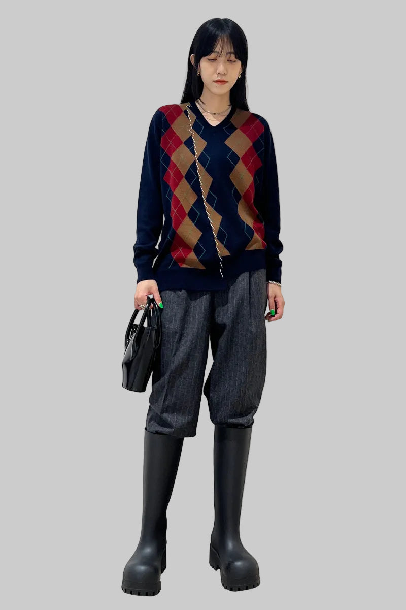 アーガイル柄Vネックニット（MEN)｜kolor（カラー）通販オンライン