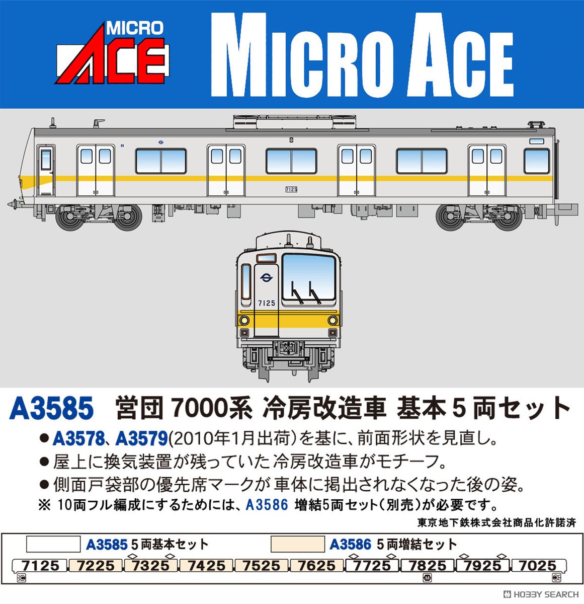 マイクロエース】営団地下鉄7000系 有楽町線（冷房改造車）2025年12月