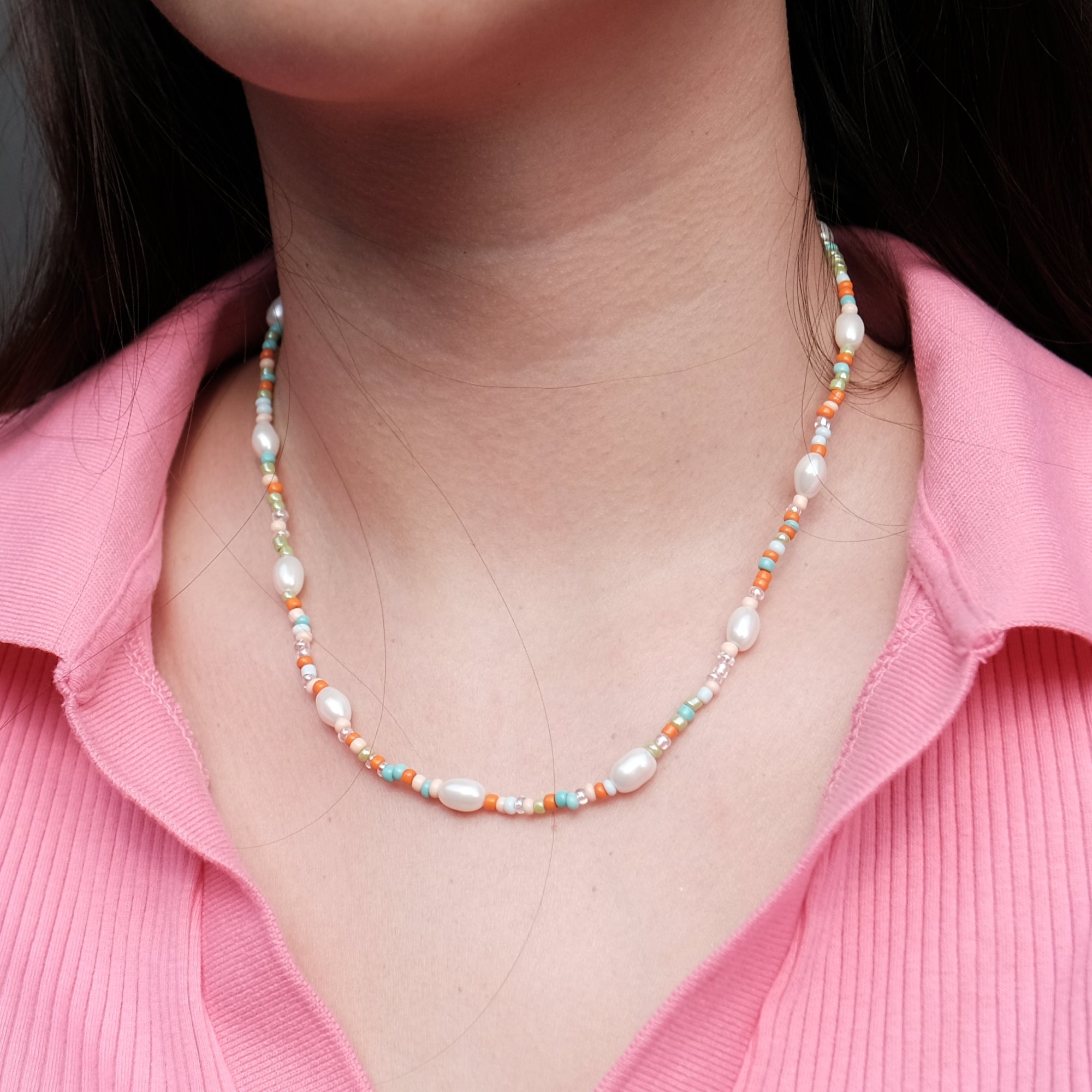 ボヘミアン ビーズ ビーチー パール ネックレス