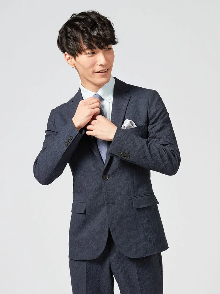 M．グレー 【上下ウォッシャブル】スーツ 2つボタン 軽量 表地