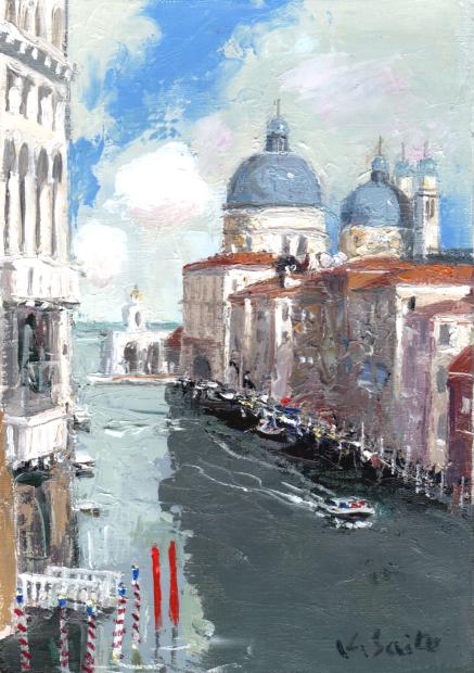 絵画の油絵で斉藤要が描いたイタリアの絵「ベネチア」を通販で販売