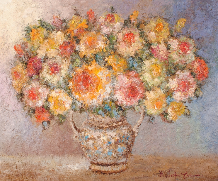 油絵の絵画で渡部ひできが描いた花の絵の油絵「薔薇」を購入