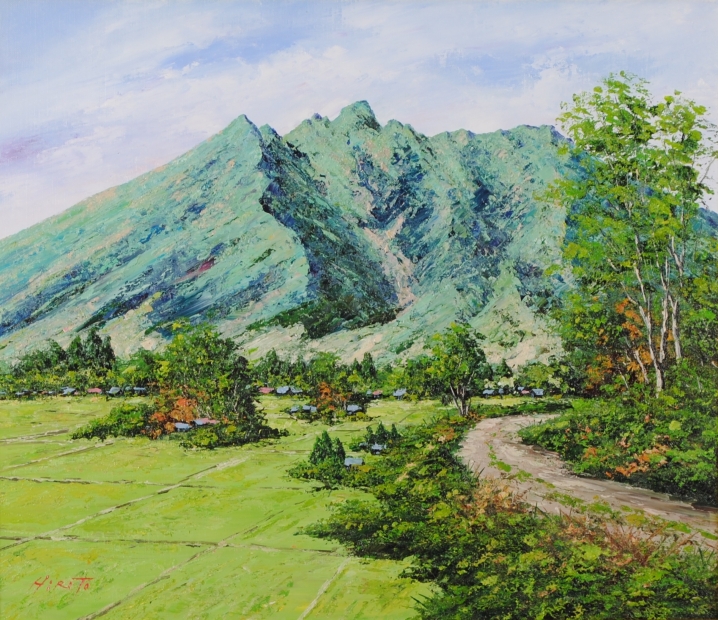 油絵の絵画で西村拡人が描いた阿蘇の絵の油絵「根子岳・4」をご購入