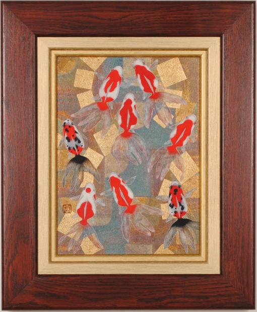 日本画の絵画で山本宏幸が描いた金魚の和の絵「游」をご購入