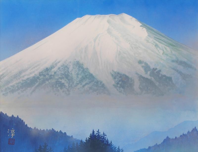 日本画の絵画で神崎淳が描いた富士山の和の絵「不二」を通販で販売