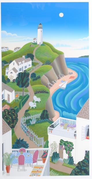 海の絵画をシルクスクリーンの版画で制作したトーマス・マックナイトの