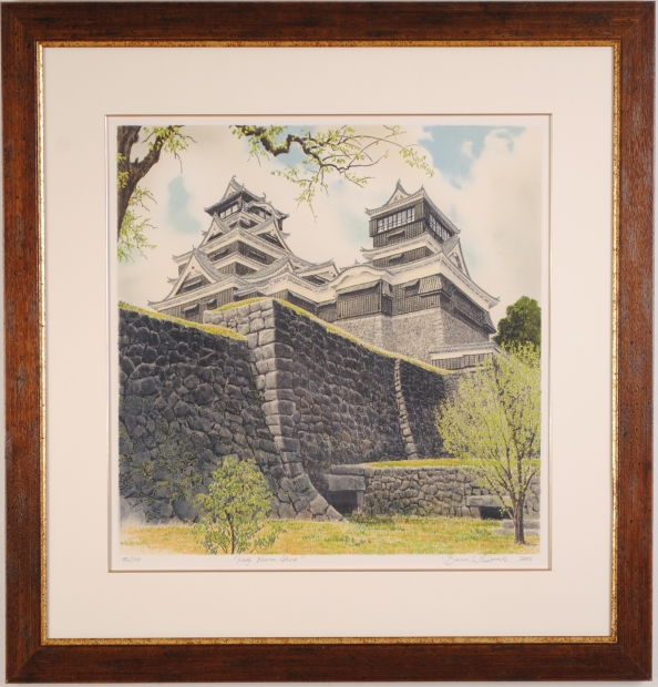 熊本の絵画をリトグラフの版画で制作したブライアン・ウィリアムズの