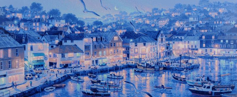 笹倉鉄平がシルクスクリーンの版画で制作した海の絵画「メヴァギッセイ