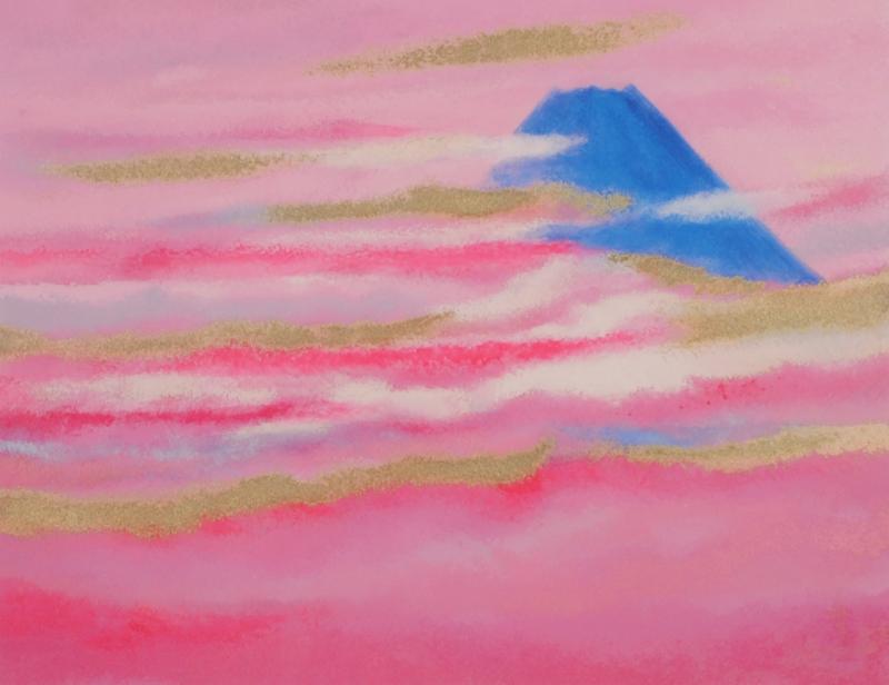 富士山の絵画をリトグラフの版画で制作した川崎春彦の富士山の和の絵