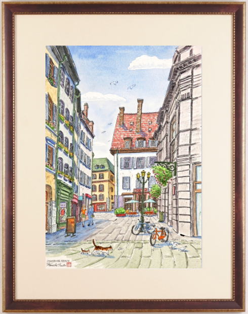 絵画の水彩画で内藤謙一が描いたフランスの絵「ストラスブルグ・4」を