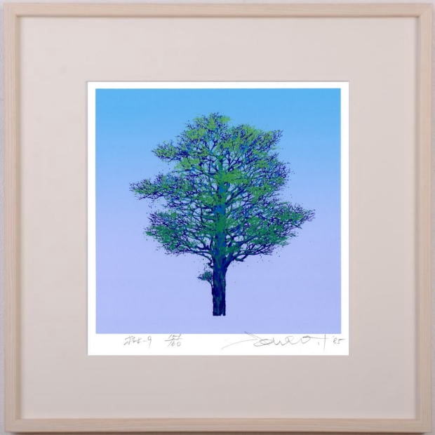 木の絵をシルクスクリーンの版画で制作した池上壮豊の木の絵「樹-9」を