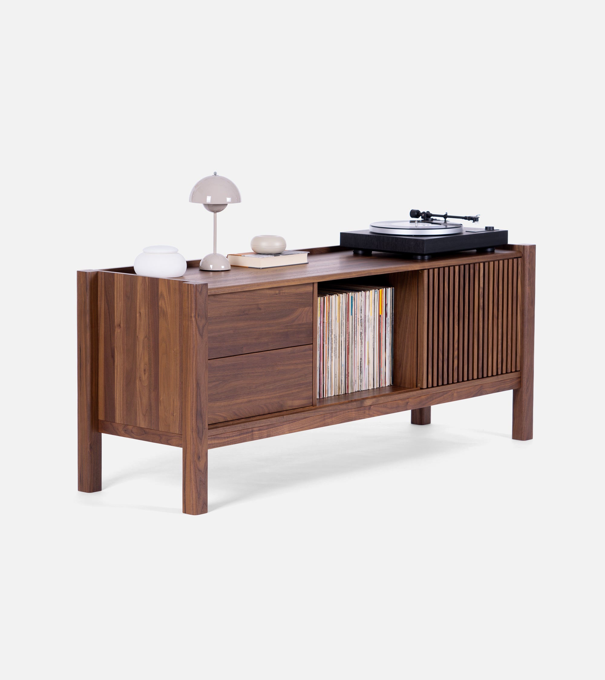 Record player and vinyl stand | JAMM LOW 160 - Walnut wood, Japandi