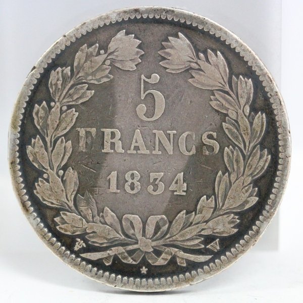 フランス 1834年 5フラン銀貨 ルイ・フィリップ1世 | ミスターコインズ