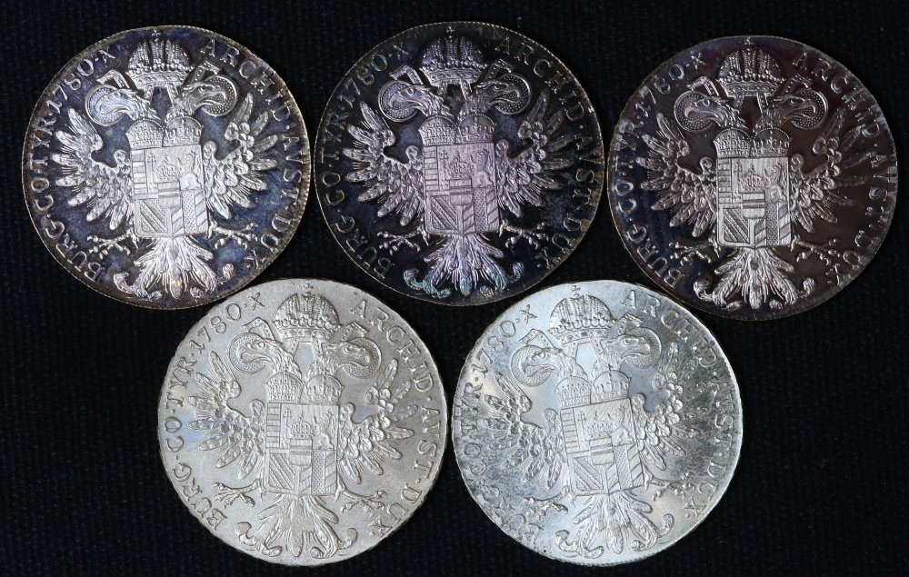 オーストリア マリアテレジア ターラー銀貨 復刻版 リストライク 5枚
