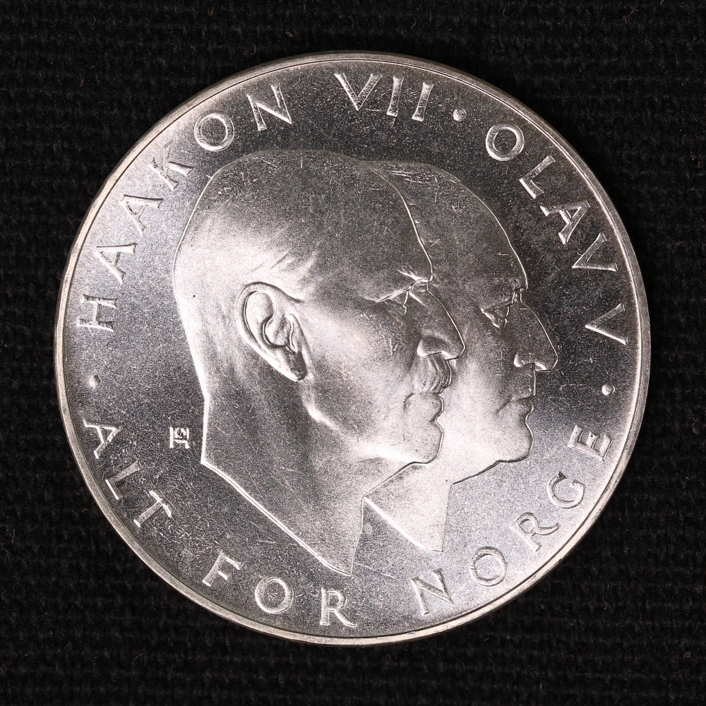 ノルウェー 25クローネ銀貨 終戦25周年記念（1970年） 未使用