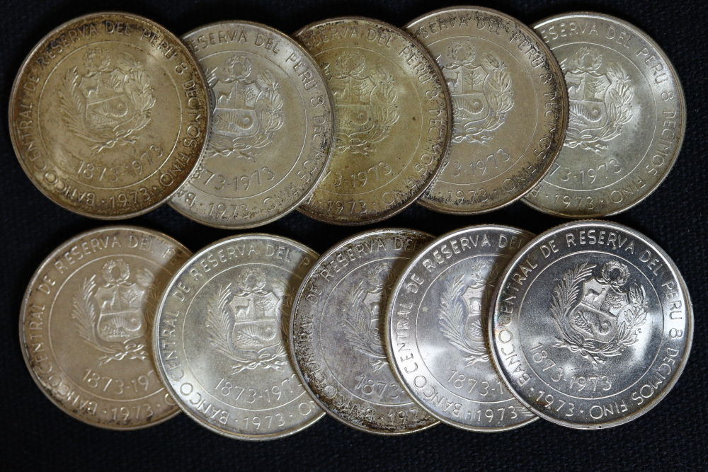 ペルー 100ソル銀貨 10枚セット SV800 地金銀貨 | ミスターコインズ