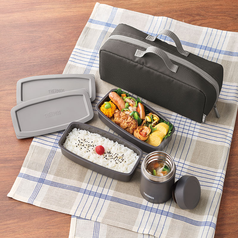 真空断熱スープランチセット 1000ml ブラックグレー ｜ ミスター