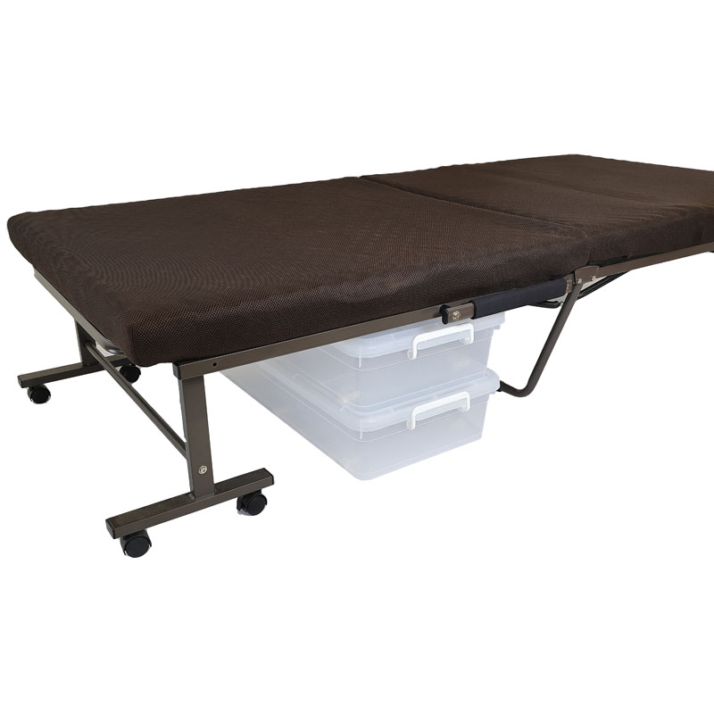 高反発高脚折り畳みベッド 約幅990×奥行2000×高さ450mm ブラウン