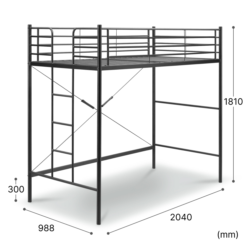 □ 金属製 ロフトベッド W988×D2040×H1810mm ｜ ミスターマックス