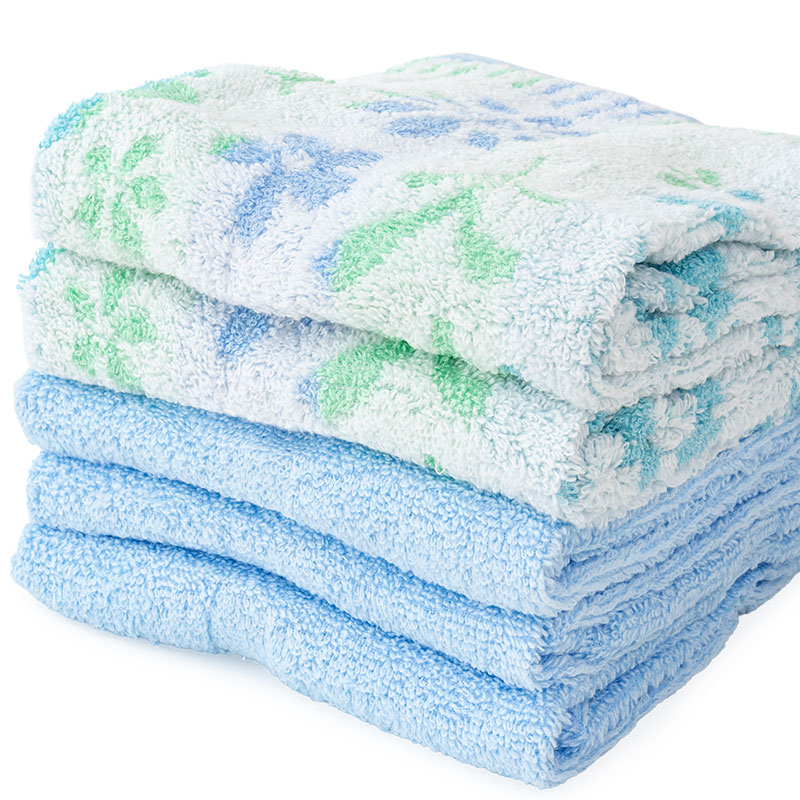 ふんわりやわらかタオル カノン 34×80cm ブルー 5枚組 ｜ ミスター