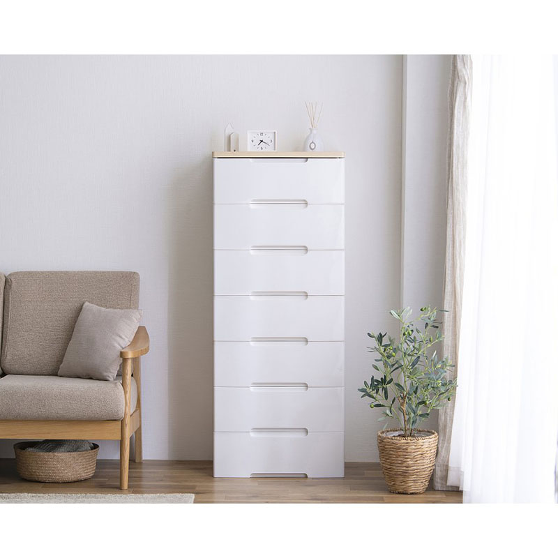 ウッドトップチェスト W560 × D415 × H1380mm ホワイト/ペアー