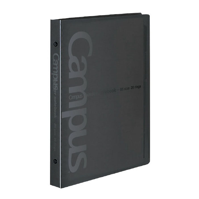 バインダーノート(ミドルタイプ)PP表紙B5縦26穴黒 ル-333D ｜ ミスター