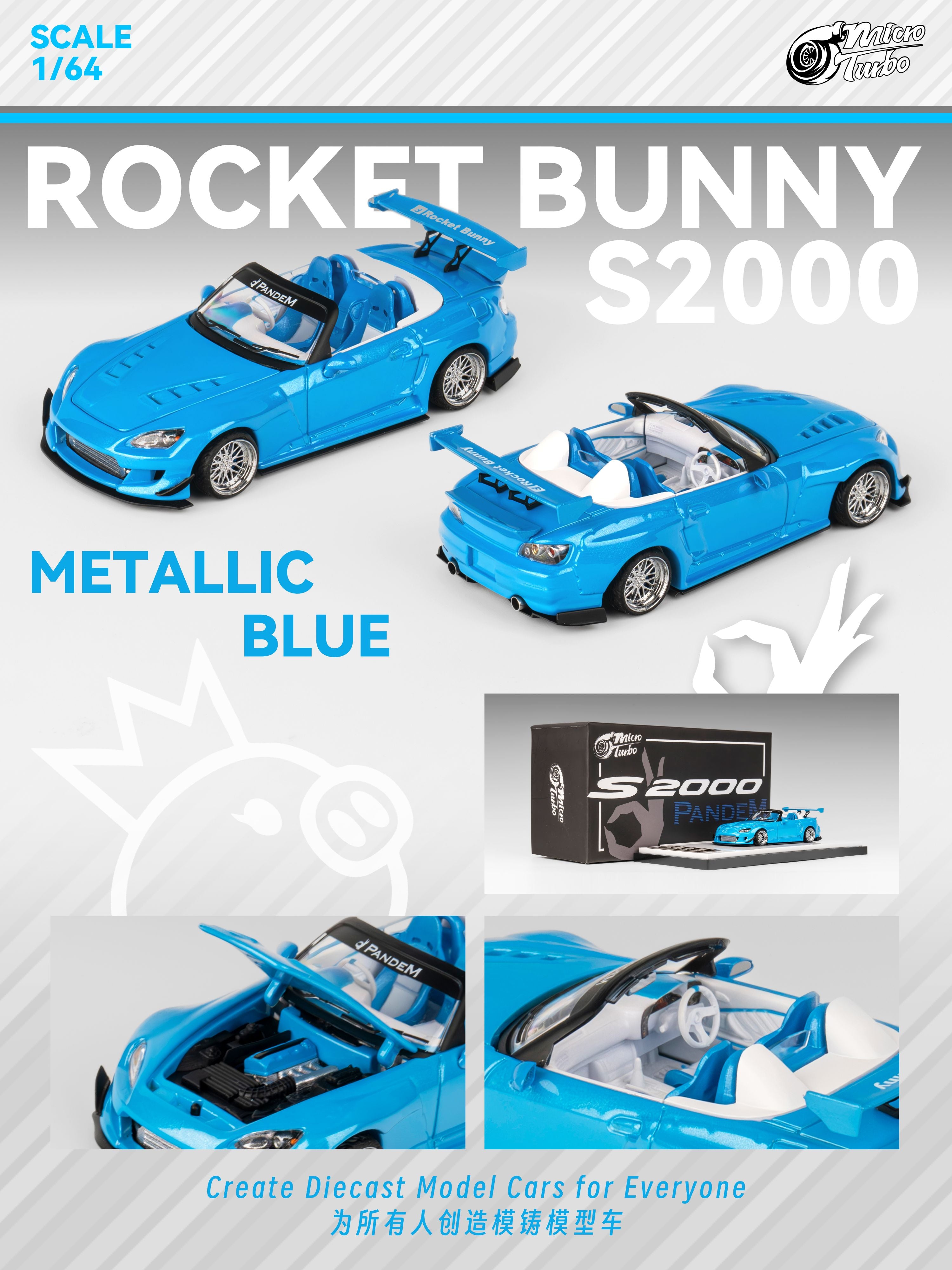 Microturbo - 1/64 Custom S2000 RB- Metallic Blue