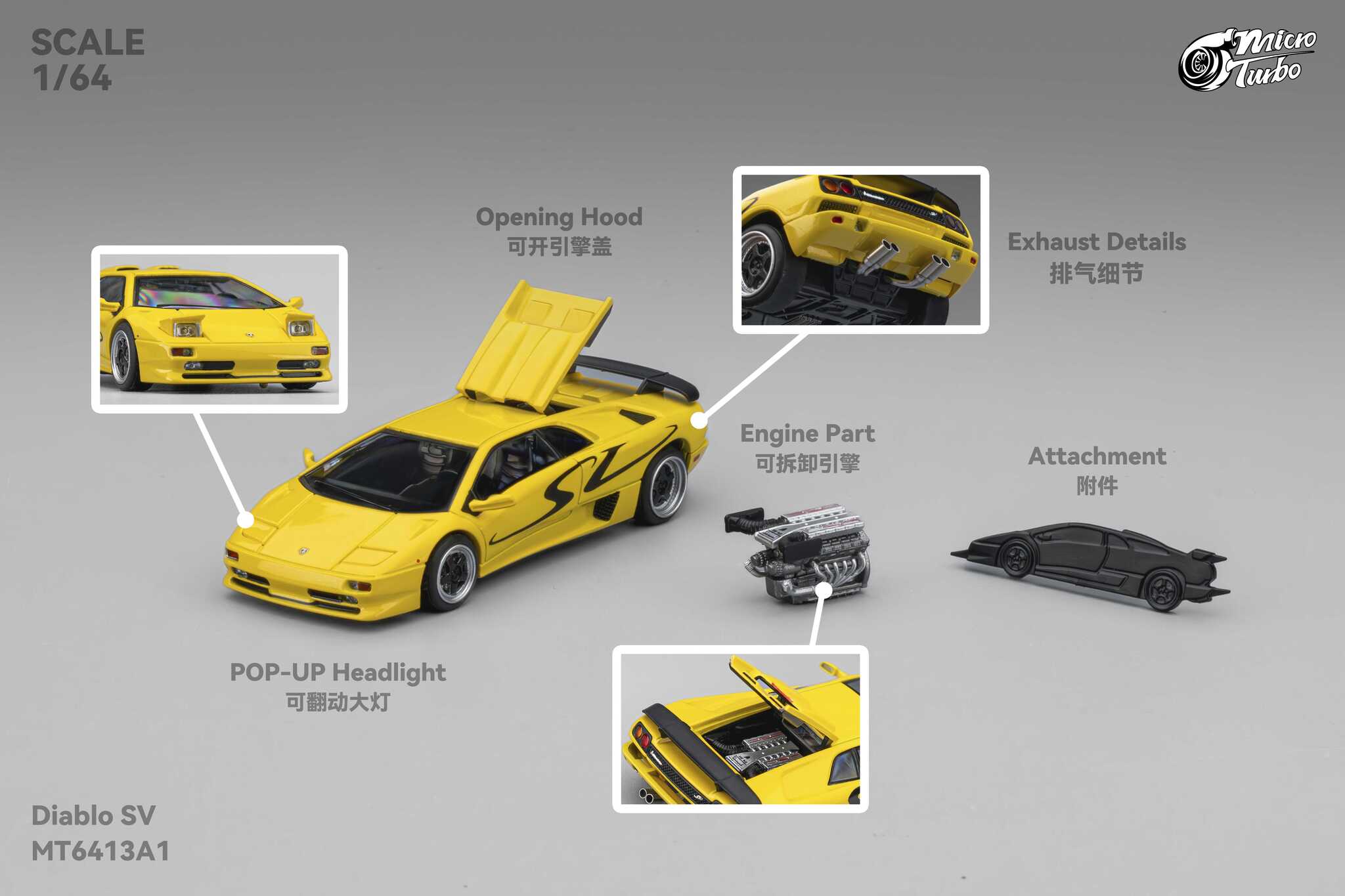 Microturbo - 1/64 Custom Diablo SV - Metallic Yellow