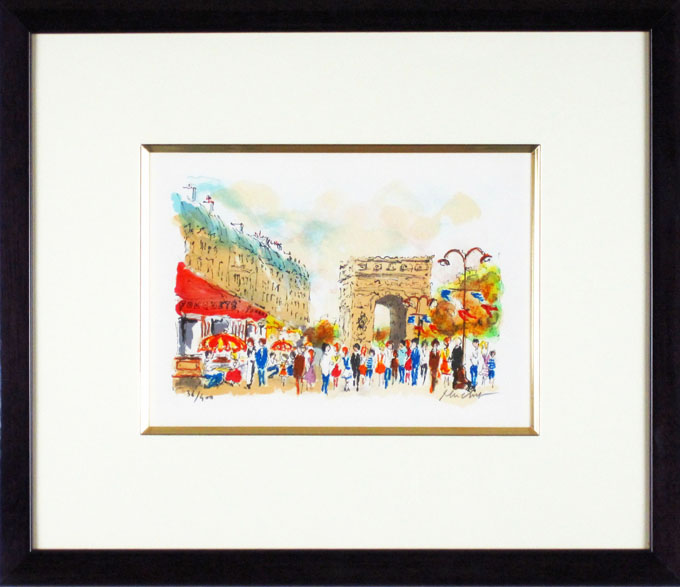 フランス風景画・ウシエ「パリ」 リトグラフ・絵画専門店ムナイ
