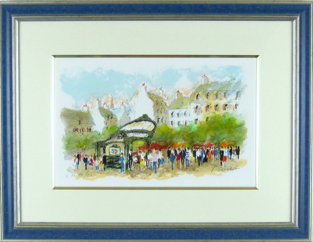 パリを描いた絵画・ウシエ 「ポルトフィーズ」 リトグラフの販売