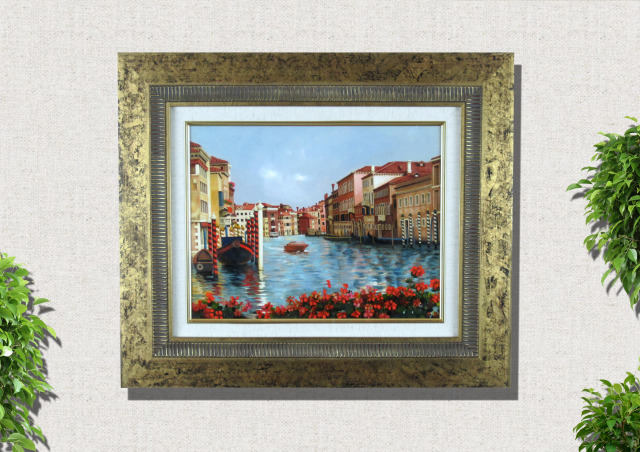 送料無料】・イタリア風景画・志村好子「VENEZIA」・油彩・F6