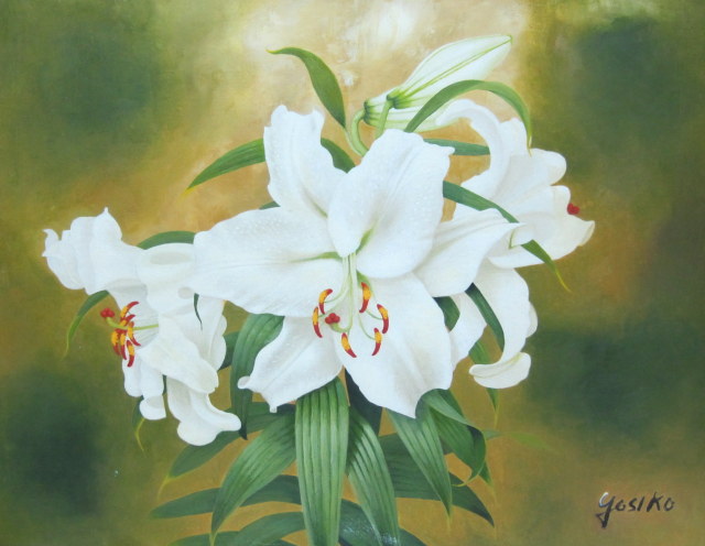 カサブランカの絵・志村好子「カサブランカ」油彩・F6