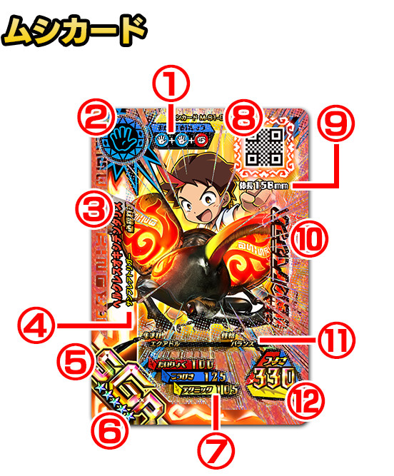 カードの見方｜あそび方｜新甲虫王者ムシキング｜セガ