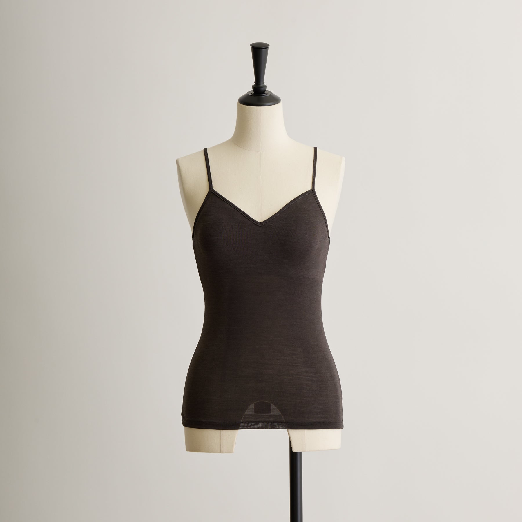 シルク100%キャミソール, カップ付き, チャコール／ブラキャミインナー